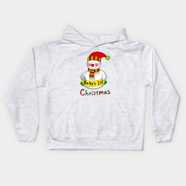 baby's 1st Christmas Kids Hoodie by cartoonygifts